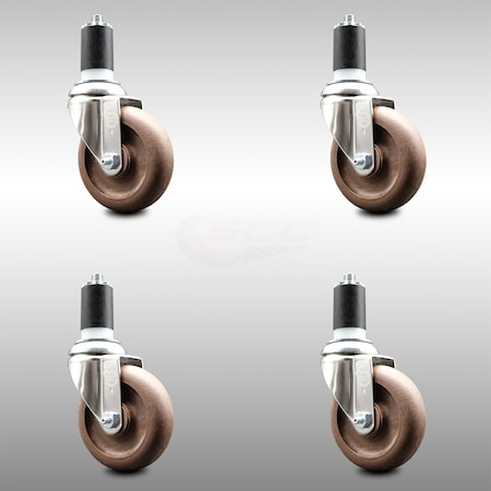 Service Caster 4 Inch 316SS High Temp Glass Filled Nylon 1-5/8 Inch Expanding Stem Caster Set SCC-SS316EX20S414-GFNSHT-158-4